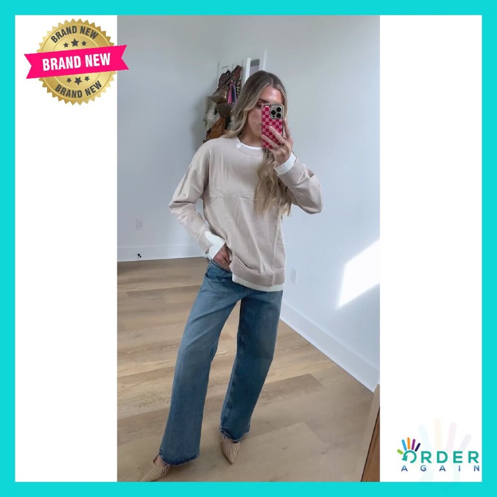 Oversized Knit Pullover Cozy Chic Patchwork Drop … - image 8